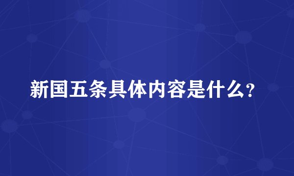 新国五条具体内容是什么？