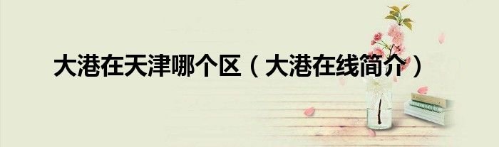 大港在天津哪个区大港在线简介