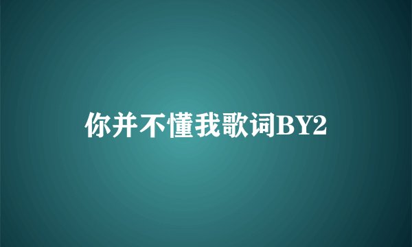 你并不懂我歌词BY2