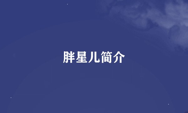 胖星儿简介