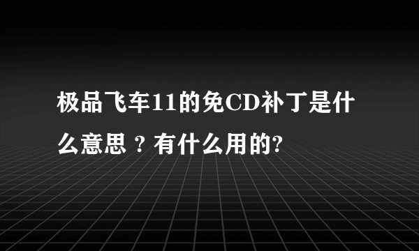 极品飞车11的免CD补丁是什么意思 ? 有什么用的?