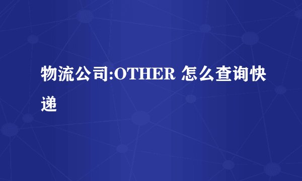 物流公司:OTHER 怎么查询快递