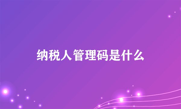 纳税人管理码是什么