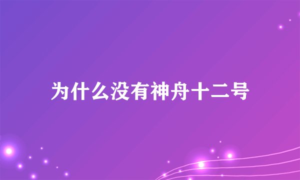 为什么没有神舟十二号