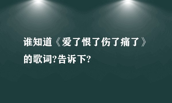 谁知道《爱了恨了伤了痛了》的歌词?告诉下?