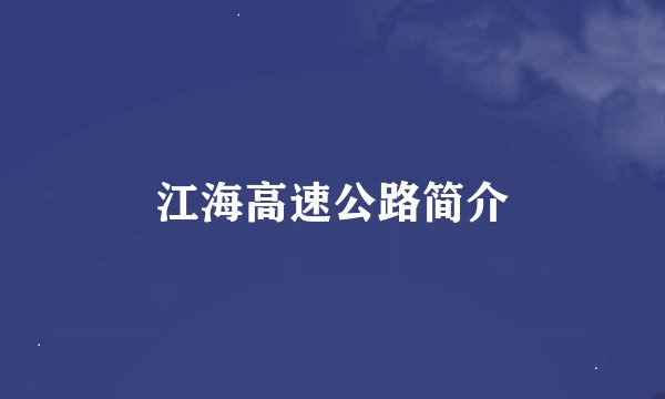 江海高速公路简介
