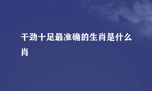 干劲十足最准确的生肖是什么肖