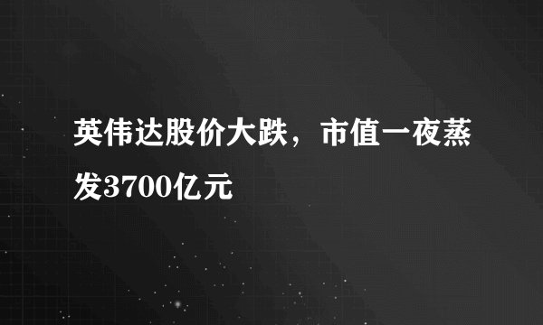 英伟达股价大跌，市值一夜蒸发3700亿元