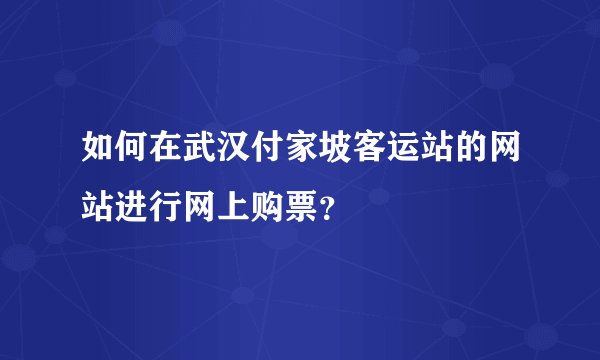 如何在武汉付家坡客运站的网站进行网上购票？