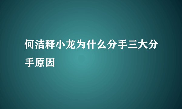 何洁释小龙为什么分手三大分手原因