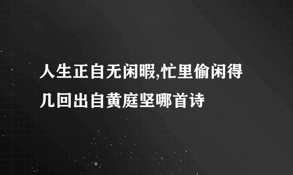 人生正自无闲暇,忙里偷闲得几回出自黄庭坚哪首诗