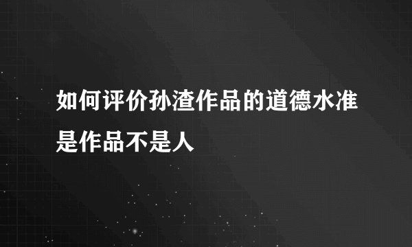 如何评价孙渣作品的道德水准是作品不是人