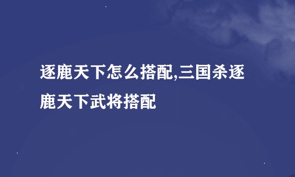 逐鹿天下怎么搭配,三国杀逐鹿天下武将搭配
