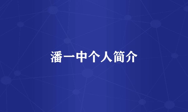 潘一中个人简介