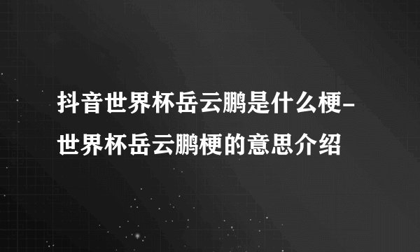 抖音世界杯岳云鹏是什么梗-世界杯岳云鹏梗的意思介绍