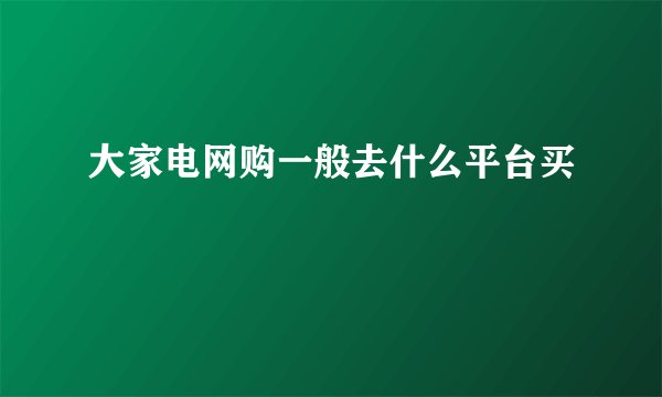 大家电网购一般去什么平台买