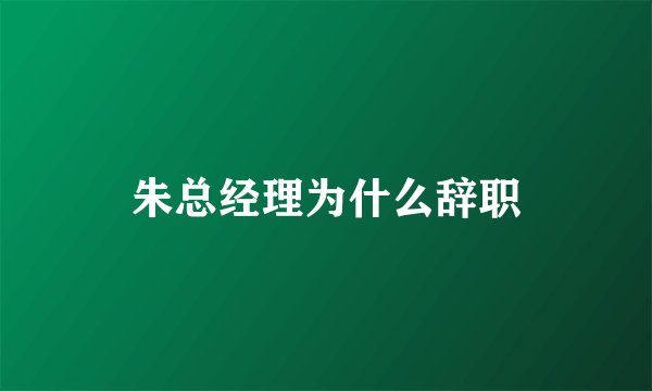 朱总经理为什么辞职