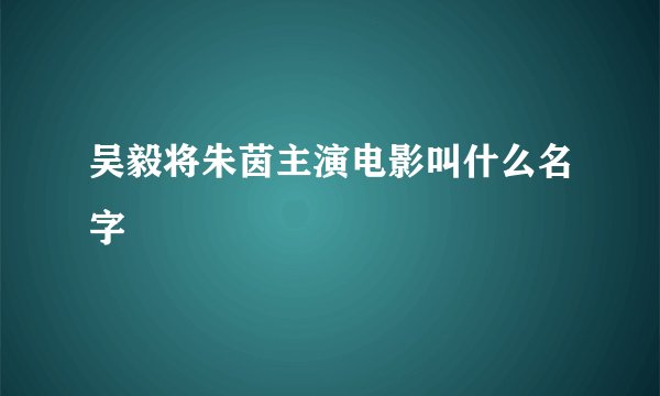 吴毅将朱茵主演电影叫什么名字