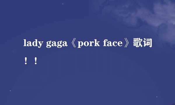 lady gaga《pork face》歌词！！