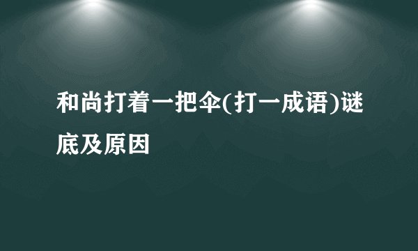 和尚打着一把伞(打一成语)谜底及原因