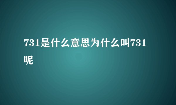 731是什么意思为什么叫731呢