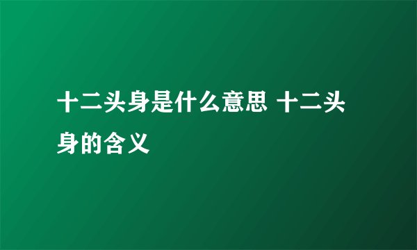 十二头身是什么意思 十二头身的含义