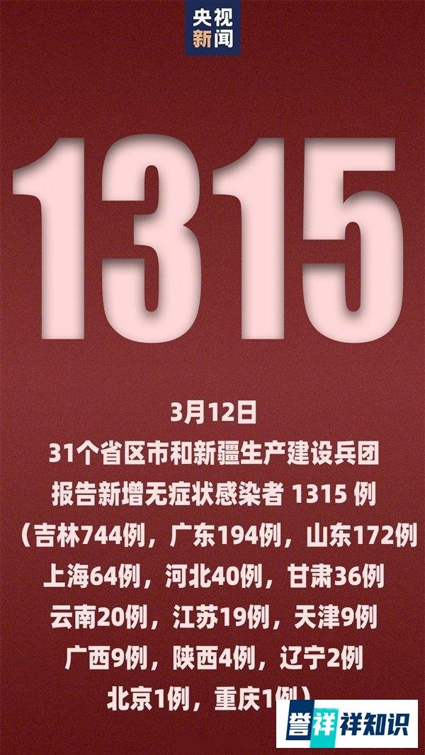 3月12日31省份新增本土1807+1315 分布在这些城市