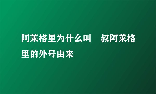 阿莱格里为什么叫囧叔阿莱格里的外号由来
