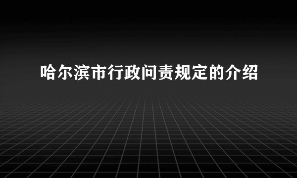 哈尔滨市行政问责规定的介绍