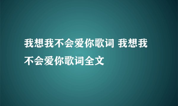 我想我不会爱你歌词 我想我不会爱你歌词全文