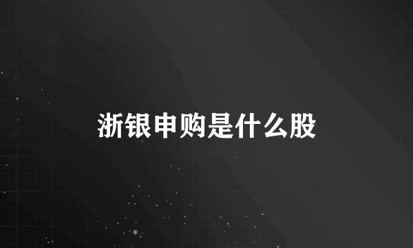 浙银申购是什么股