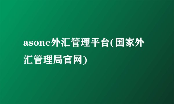 asone外汇管理平台(国家外汇管理局官网)