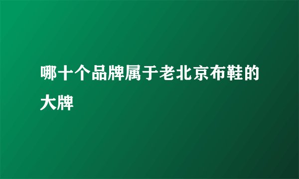 哪十个品牌属于老北京布鞋的大牌