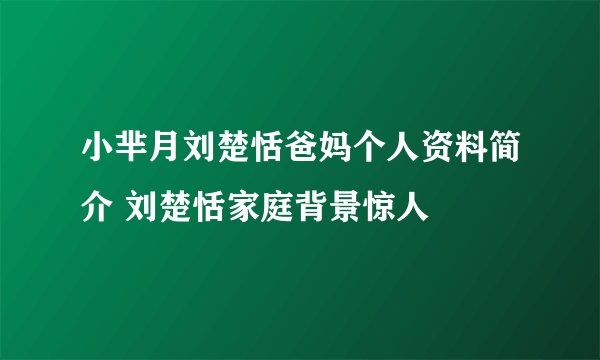 小芈月刘楚恬爸妈个人资料简介 刘楚恬家庭背景惊人