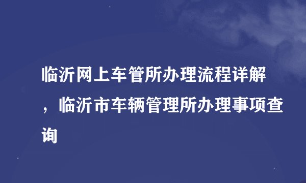 临沂网上车管所办理流程详解，临沂市车辆管理所办理事项查询