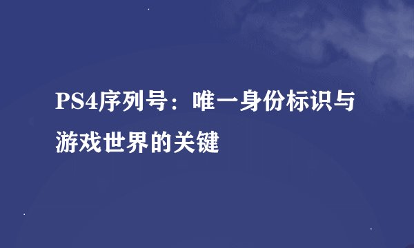 PS4序列号：唯一身份标识与游戏世界的关键