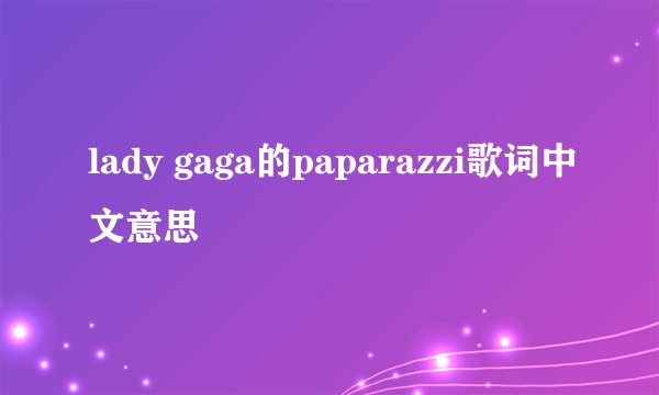 lady gaga的paparazzi歌词中文意思