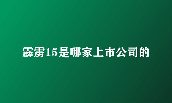 霹雳15是哪家上市公司的