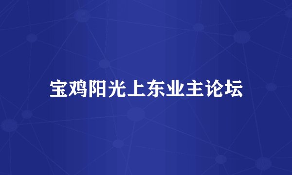 宝鸡阳光上东业主论坛