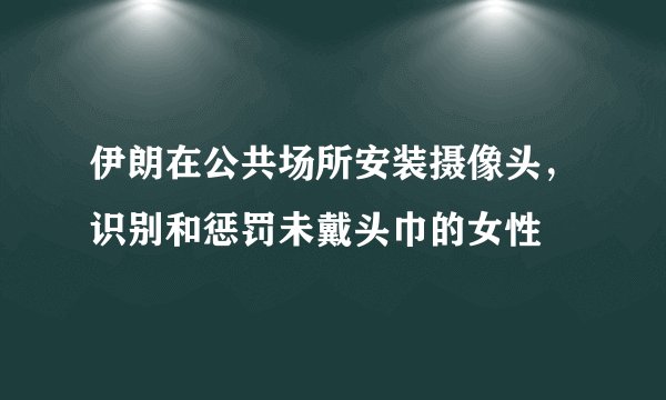 伊朗在公共场所安装摄像头，识别和惩罚未戴头巾的女性
