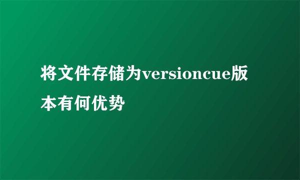 将文件存储为versioncue版本有何优势