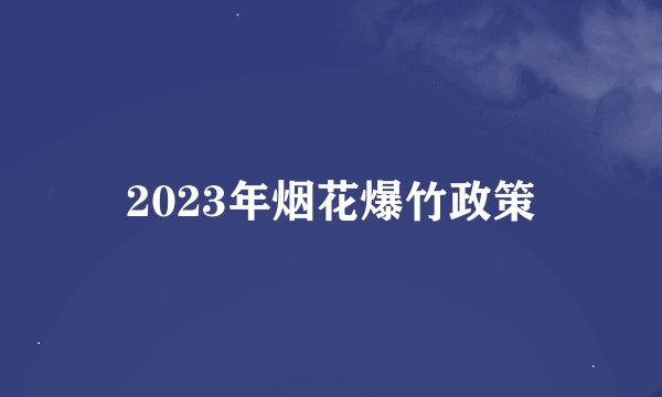 2023年烟花爆竹政策