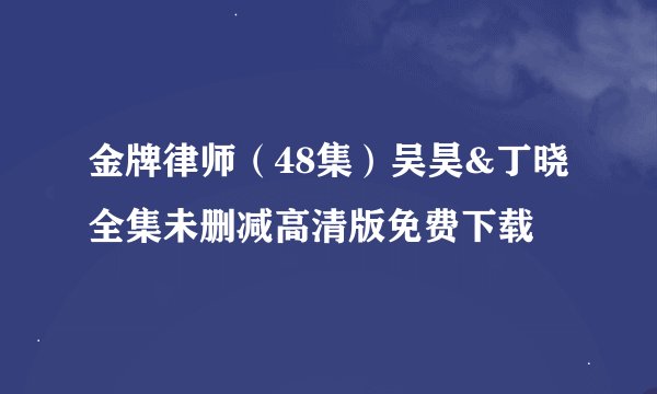 金牌律师（48集）吴昊&丁晓全集未删减高清版免费下载