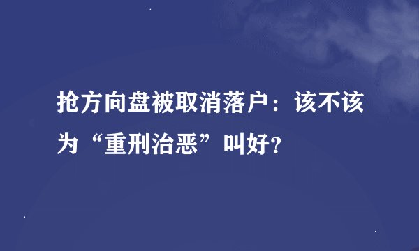 抢方向盘被取消落户：该不该为“重刑治恶”叫好？