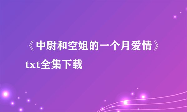 《中尉和空姐的一个月爱情》txt全集下载