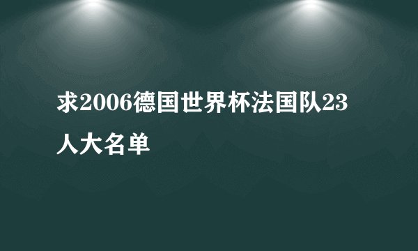 求2006德国世界杯法国队23人大名单