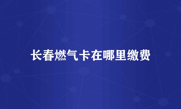 长春燃气卡在哪里缴费