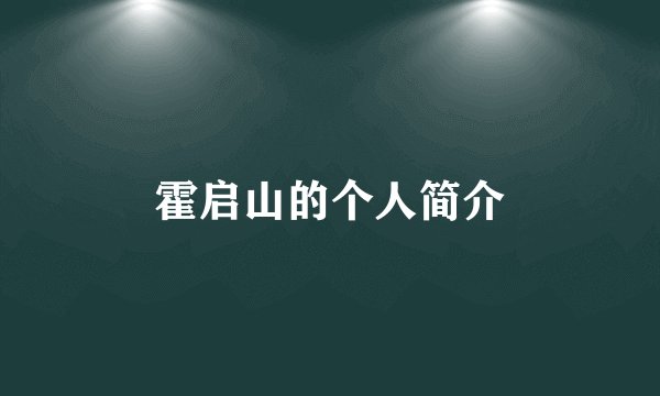 霍启山的个人简介