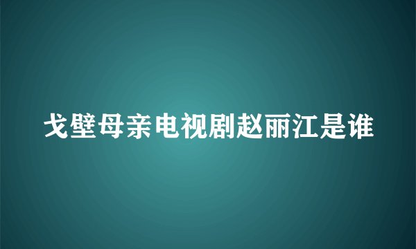 戈壁母亲电视剧赵丽江是谁