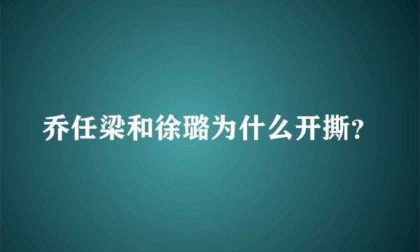乔任梁和徐璐为什么开撕？